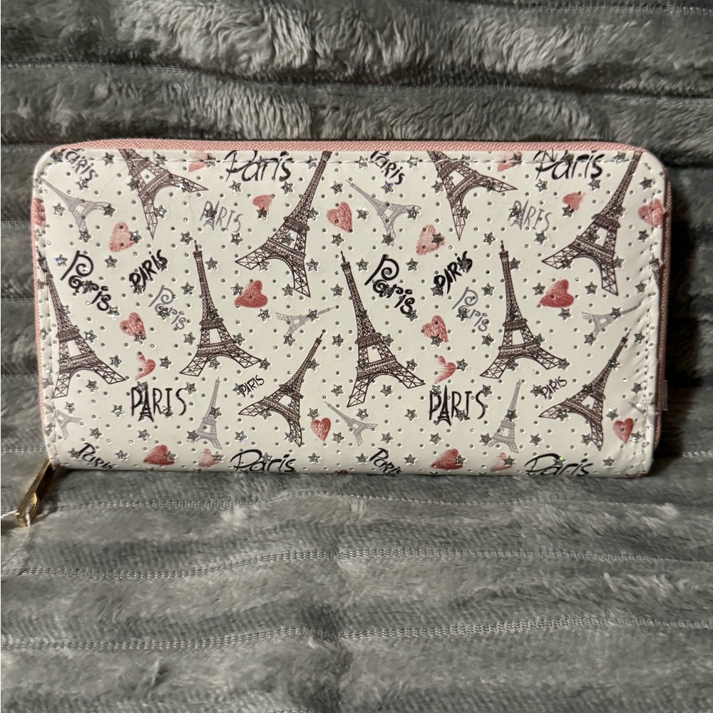 Paris Themed Women's Wallet - Cream and Pink